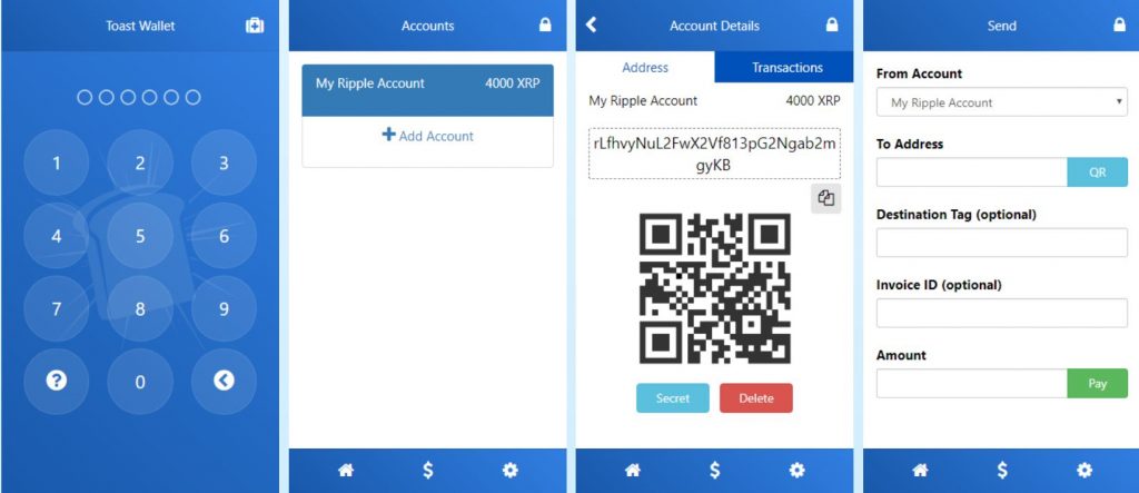 xrp-Geldbörse Toast