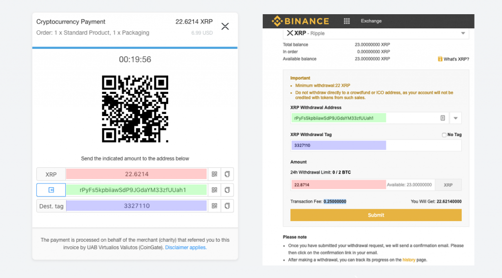 pagar con xrp binance 