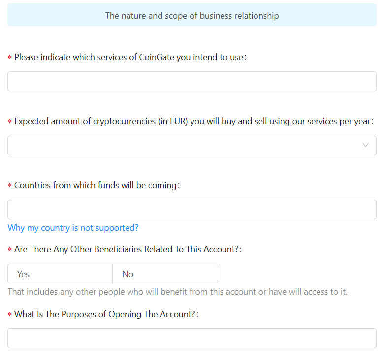 verify account details coingate