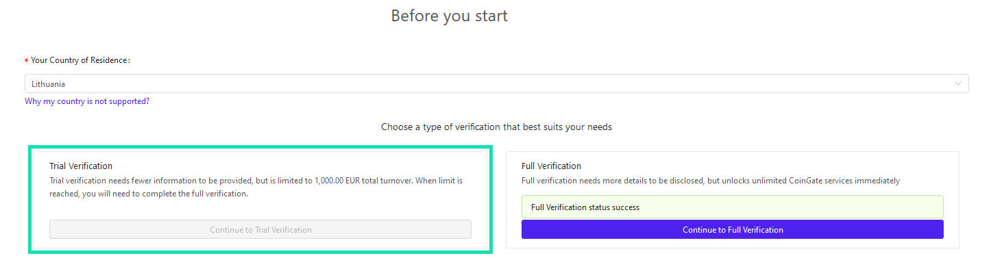 comerciante verificación simple