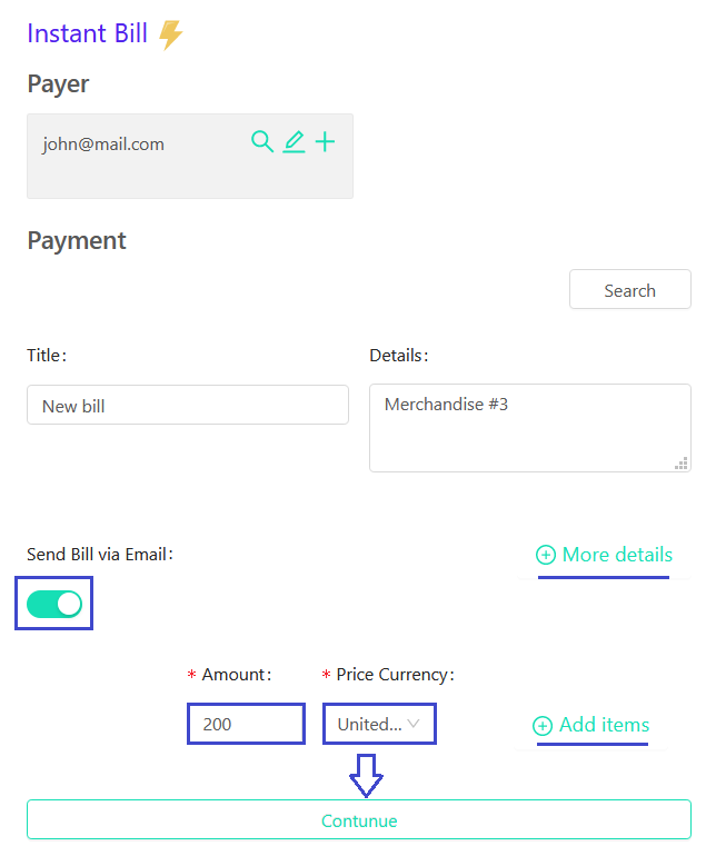 rellenar nuevos datos de pago