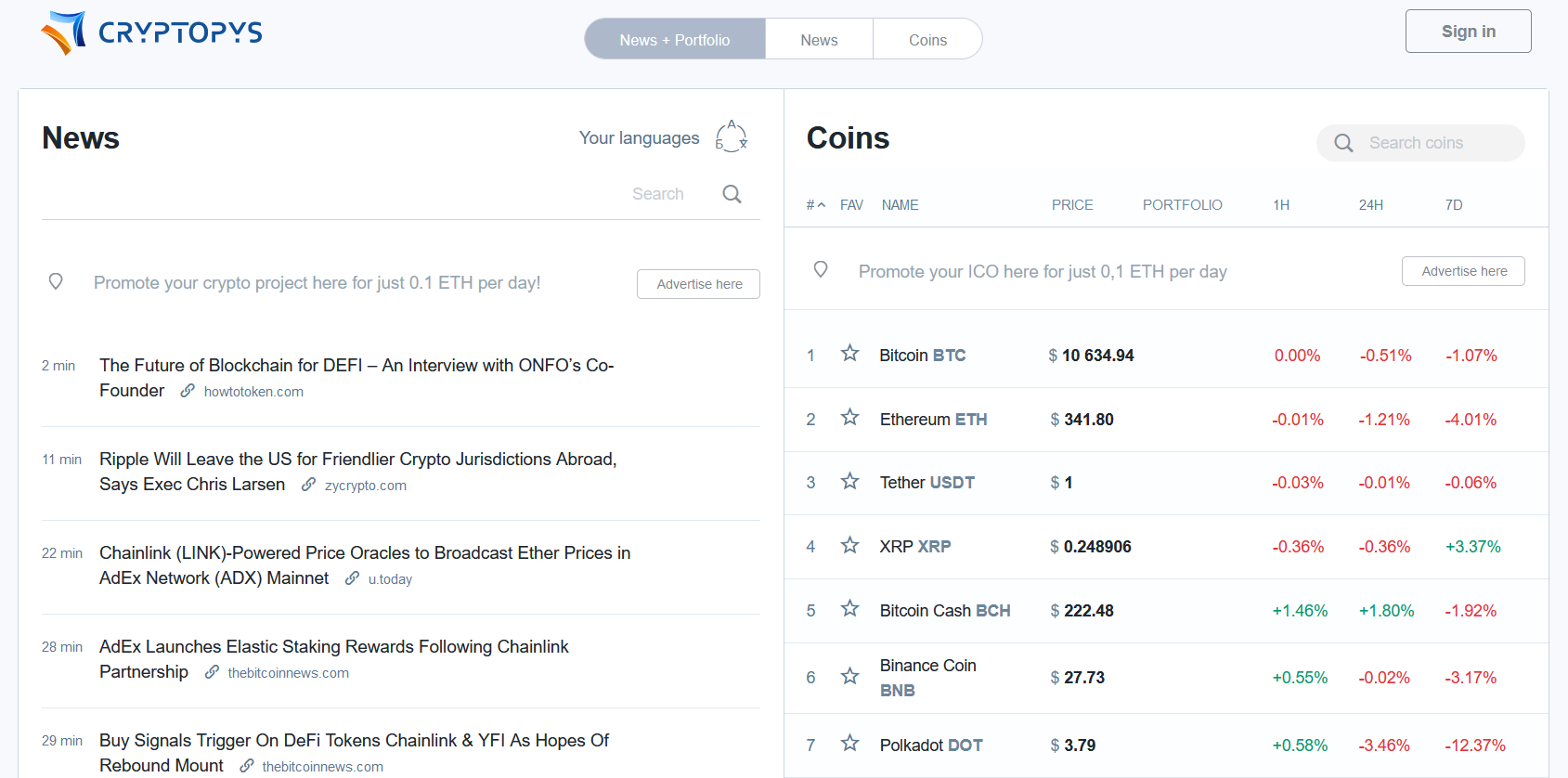 cryptopys web app for checking crypto market data