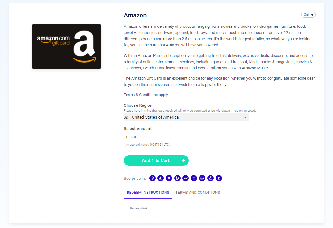 amazon gift cards coingate