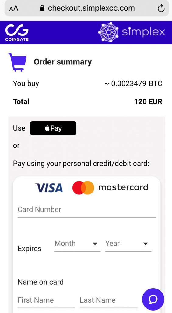 Buy Bitcoin with Apple Pay