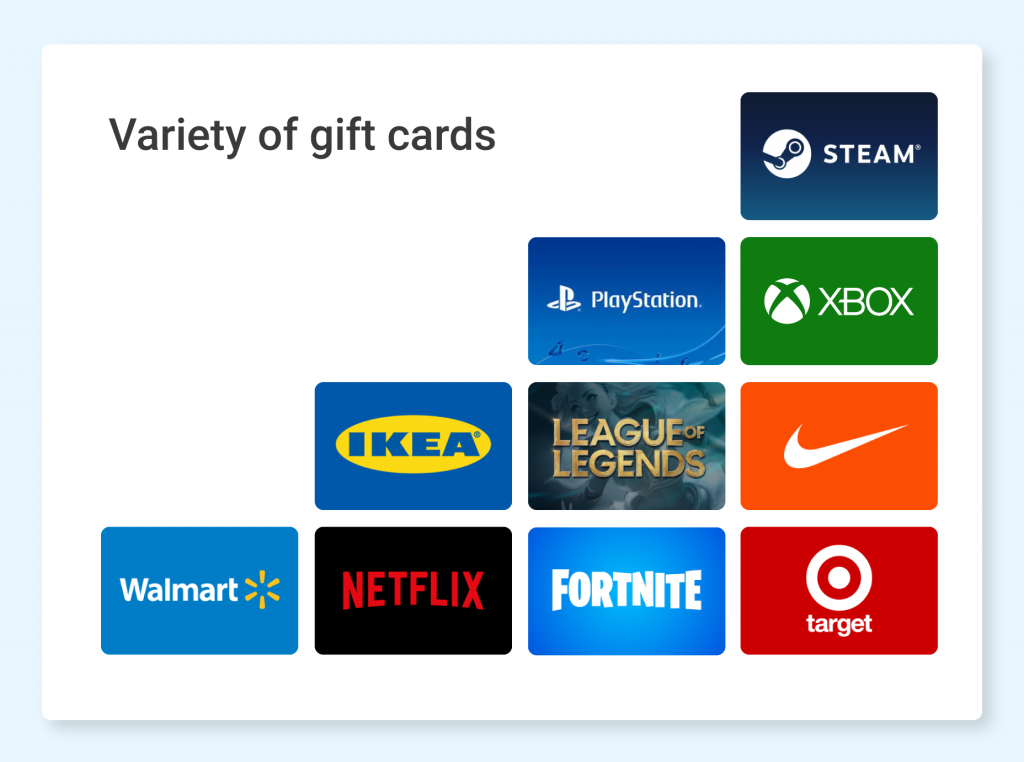Buy Ikea,Xbox, Nike and other gift cards with Bitcoin.
