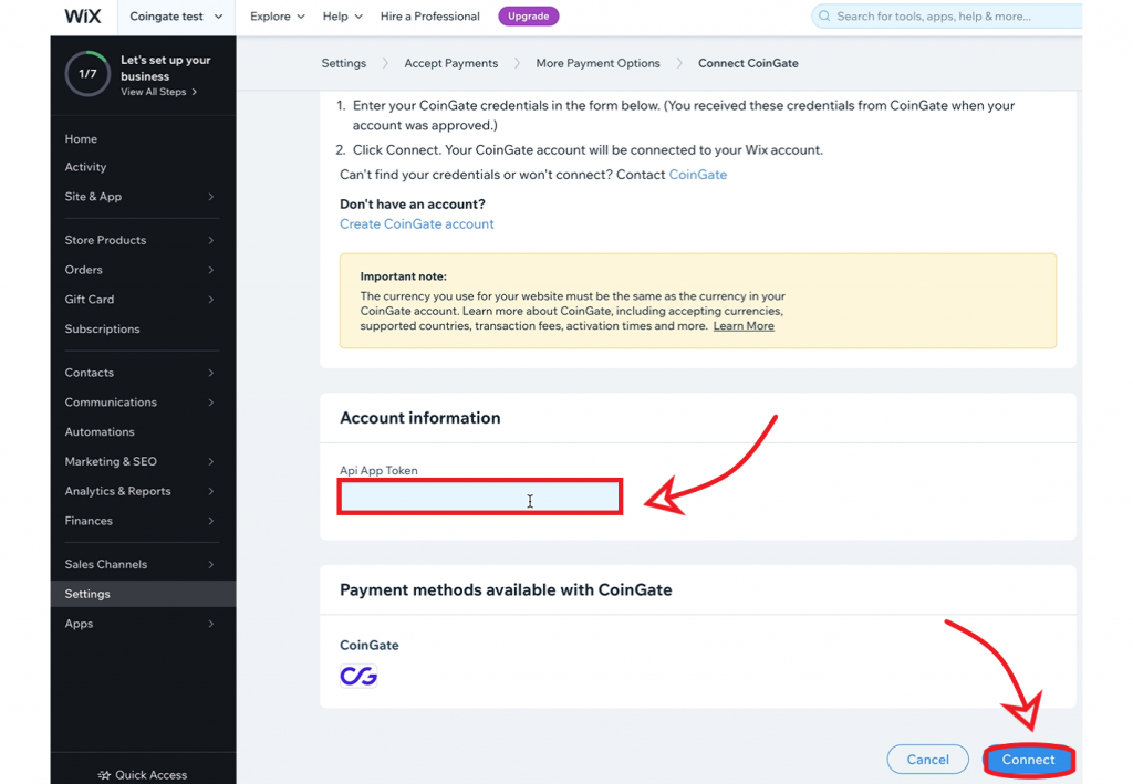 wix crypto payments